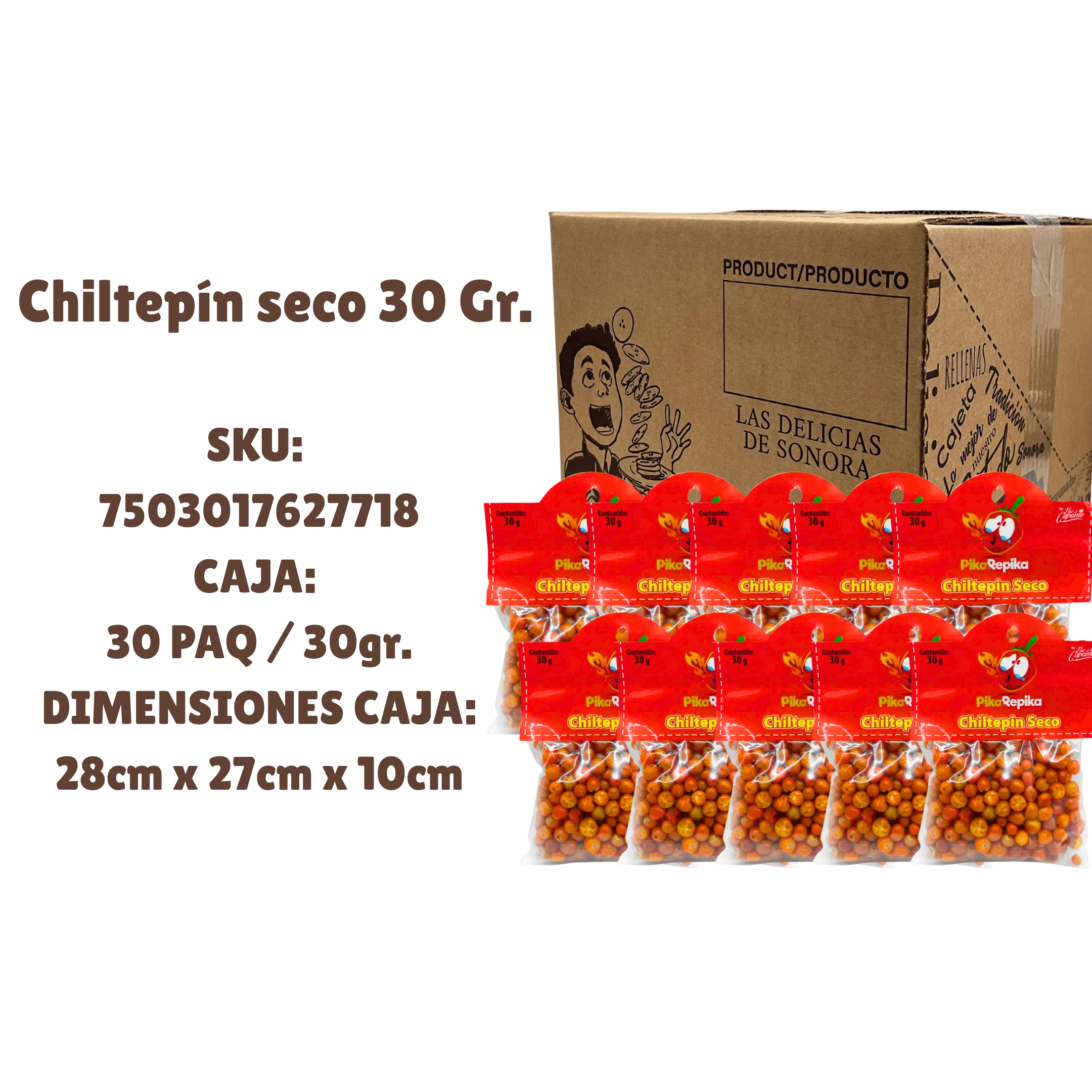 Caja Chiltepín Seco 30 gramos
