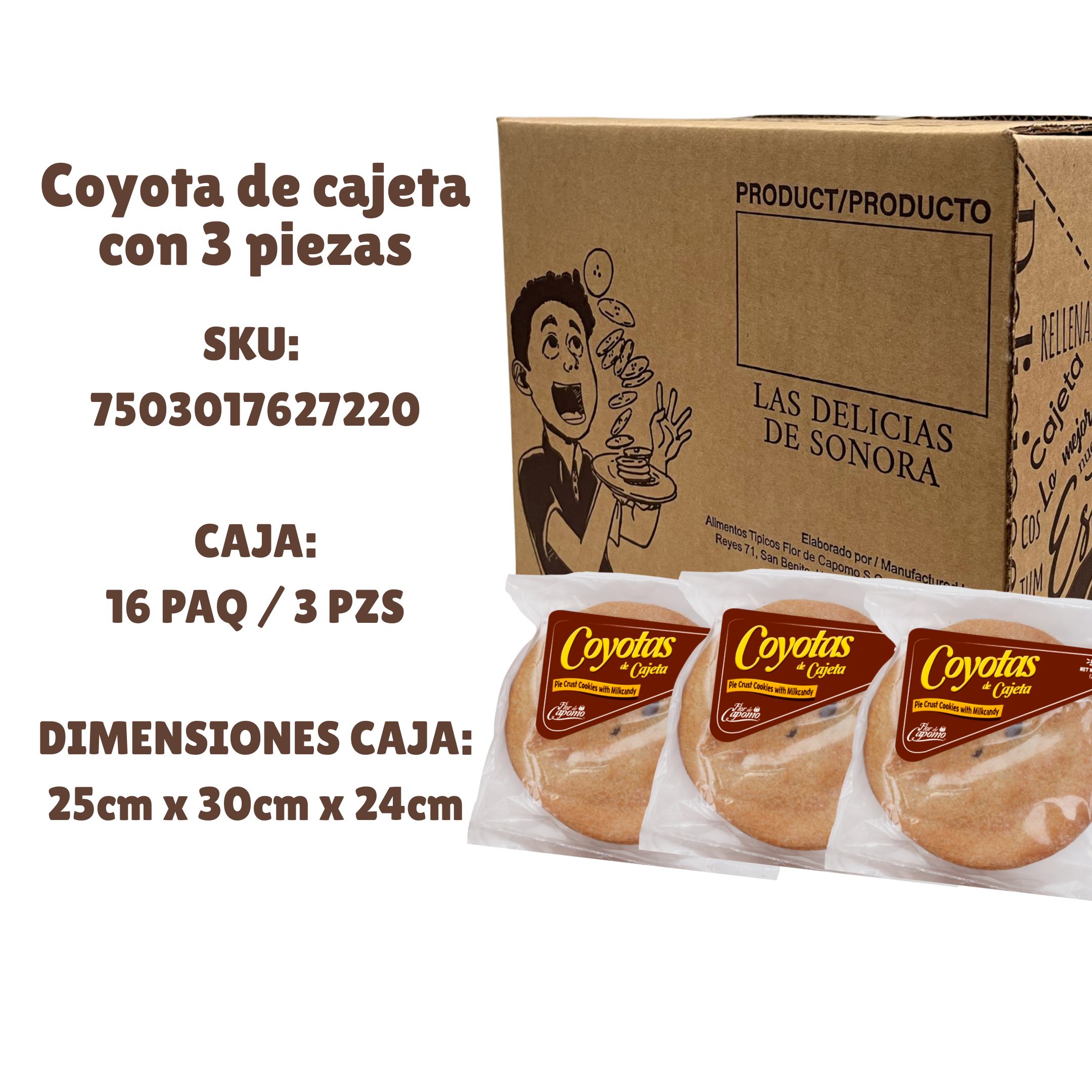Caja Coyotas Cajeta con 3 piezas